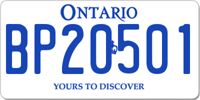 ON license plate BP20501