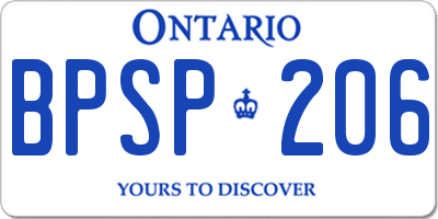 ON license plate BPSP206