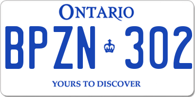 ON license plate BPZN302