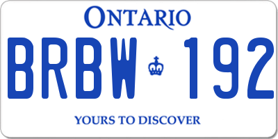 ON license plate BRBW192