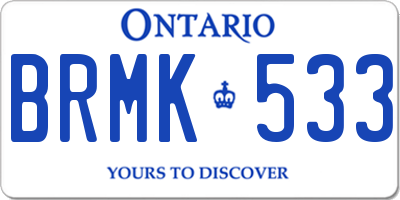ON license plate BRMK533