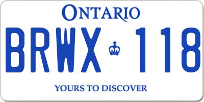 ON license plate BRWX118