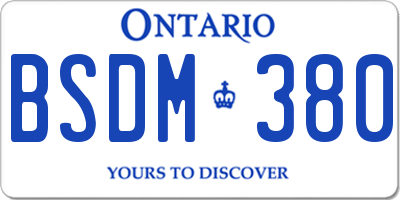 ON license plate BSDM380