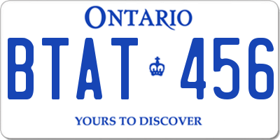ON license plate BTAT456