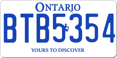 ON license plate BTB5354