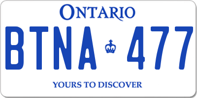 ON license plate BTNA477