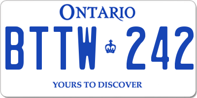 ON license plate BTTW242