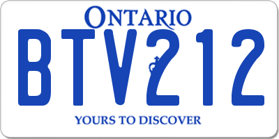 ON license plate BTV212