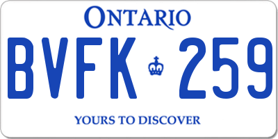 ON license plate BVFK259