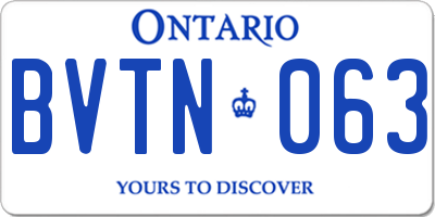 ON license plate BVTN063