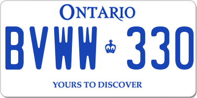 ON license plate BVWW330