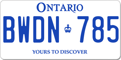 ON license plate BWDN785
