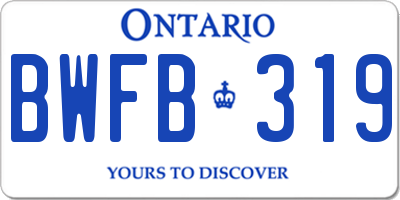 ON license plate BWFB319