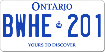 ON license plate BWHE201