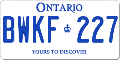 ON license plate BWKF227