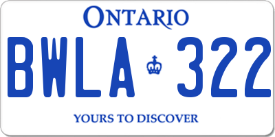 ON license plate BWLA322