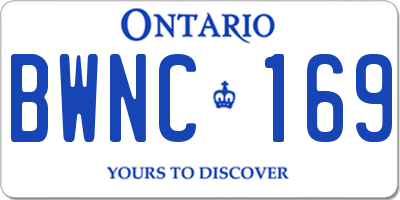 ON license plate BWNC169