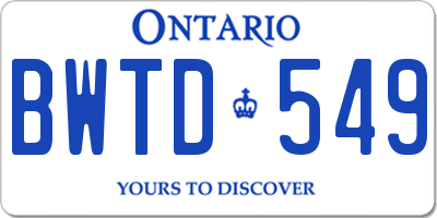 ON license plate BWTD549