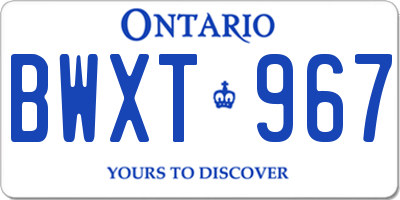 ON license plate BWXT967