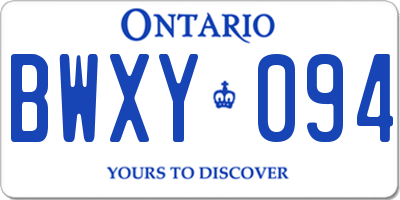 ON license plate BWXY094