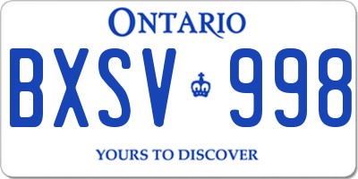 ON license plate BXSV998