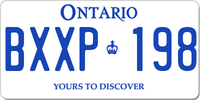 ON license plate BXXP198