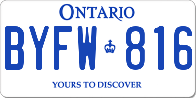 ON license plate BYFW816