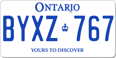 ON license plate BYXZ767