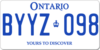 ON license plate BYYZ098