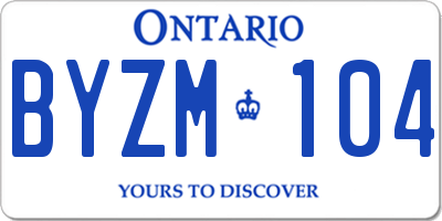 ON license plate BYZM104