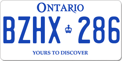 ON license plate BZHX286