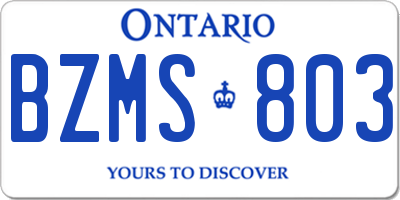 ON license plate BZMS803