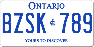 ON license plate BZSK789