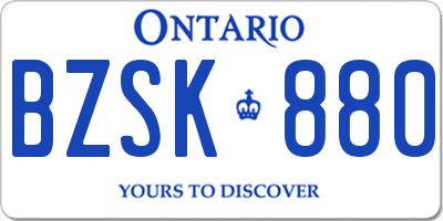 ON license plate BZSK880