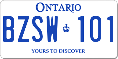 ON license plate BZSW101