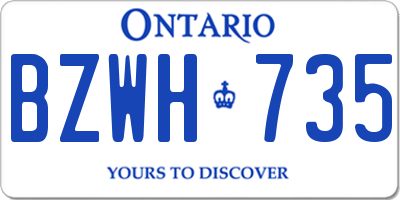 ON license plate BZWH735