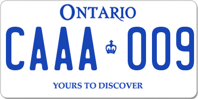 ON license plate CAAA009
