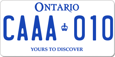 ON license plate CAAA010