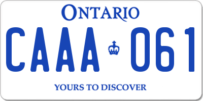ON license plate CAAA061