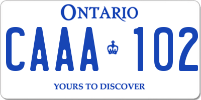 ON license plate CAAA102