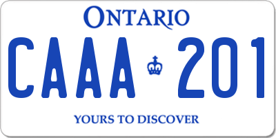 ON license plate CAAA201