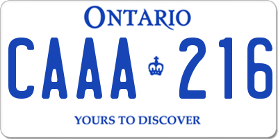 ON license plate CAAA216