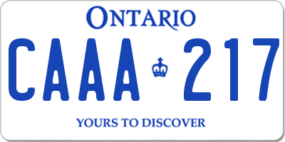 ON license plate CAAA217