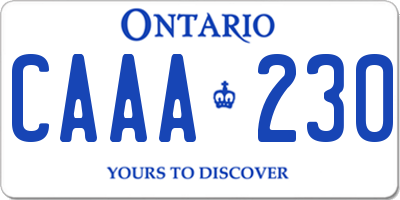 ON license plate CAAA230