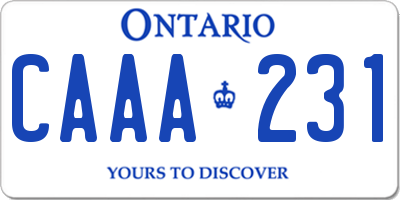 ON license plate CAAA231