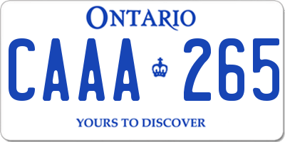 ON license plate CAAA265