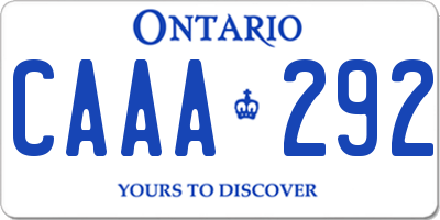 ON license plate CAAA292