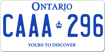ON license plate CAAA296