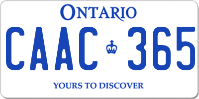 ON license plate CAAC365