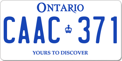 ON license plate CAAC371